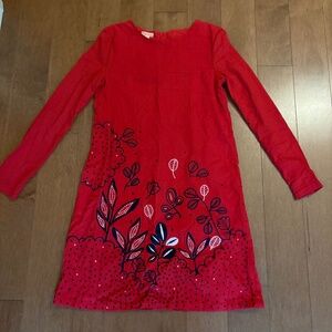Red Long Sleeves Corduroy Dress, Girls Dress Size 12, Du Pareil Au Même